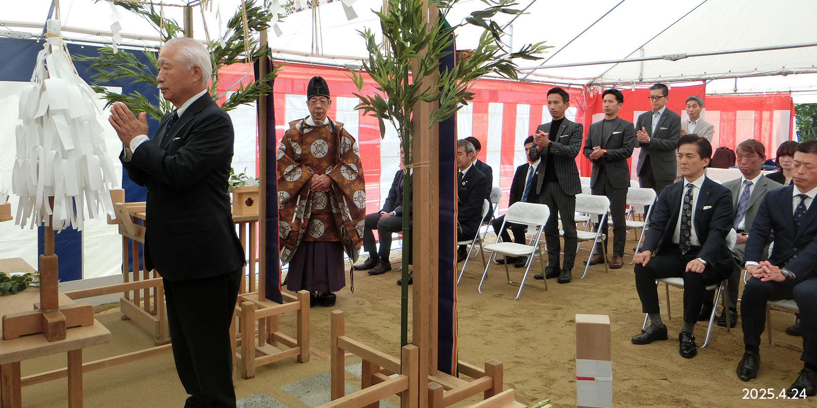 2025.4.24　福岡市中央区春吉三丁目の春吉三丁目10号ホテルPJの地鎮祭を開催しました。
